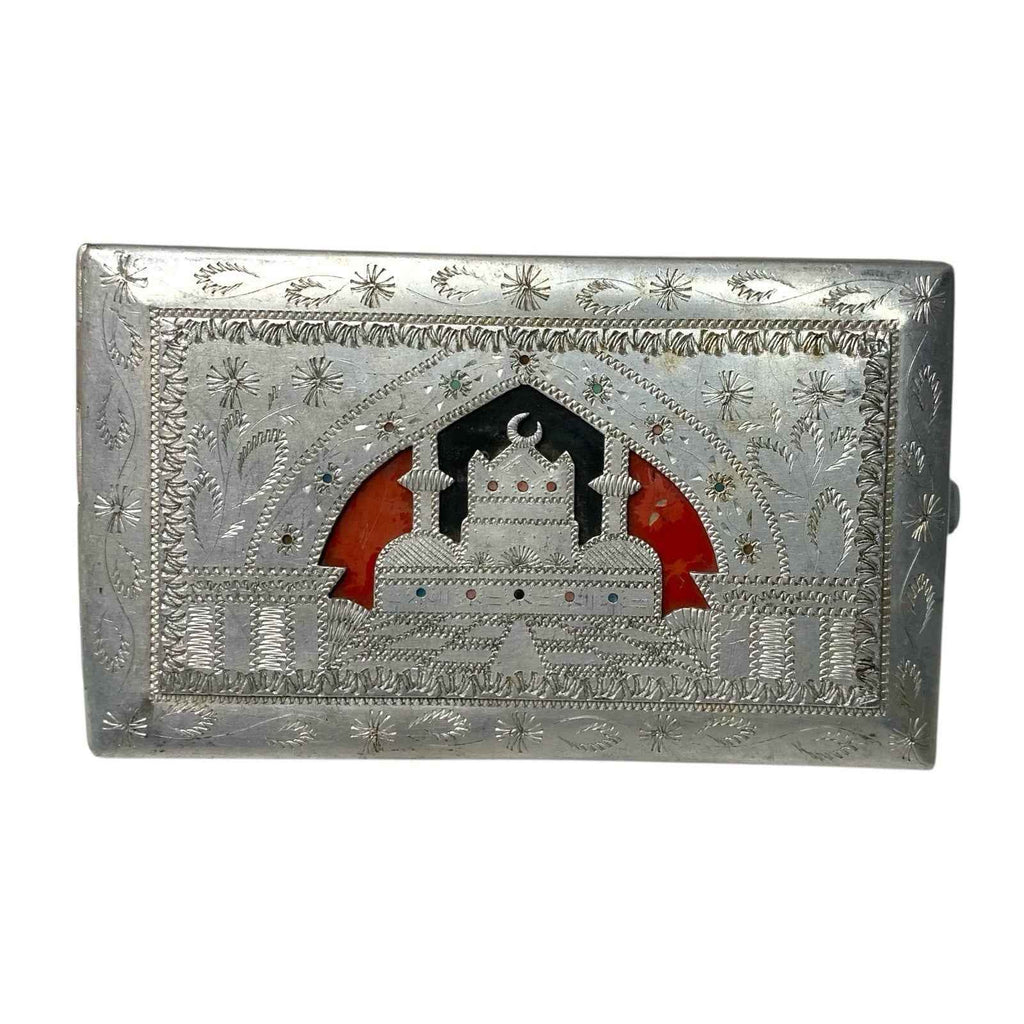 WW2 Trench Art Aluminium Cigarette Case Mosque & Ship Design North Africa