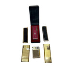 Bundle of 6 Vintage Kingsway Lighters – Gold Tone, Black, Red Ribbed – Flames