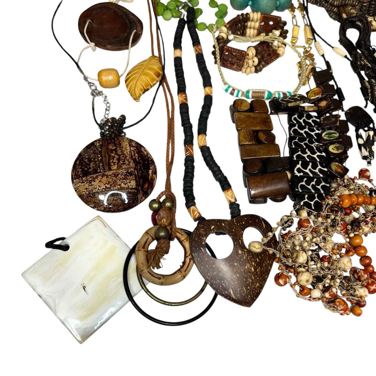 Vintage 1kg Ethnic Tribal Carved Bovine Bone African Jewellery Bundle Necklace