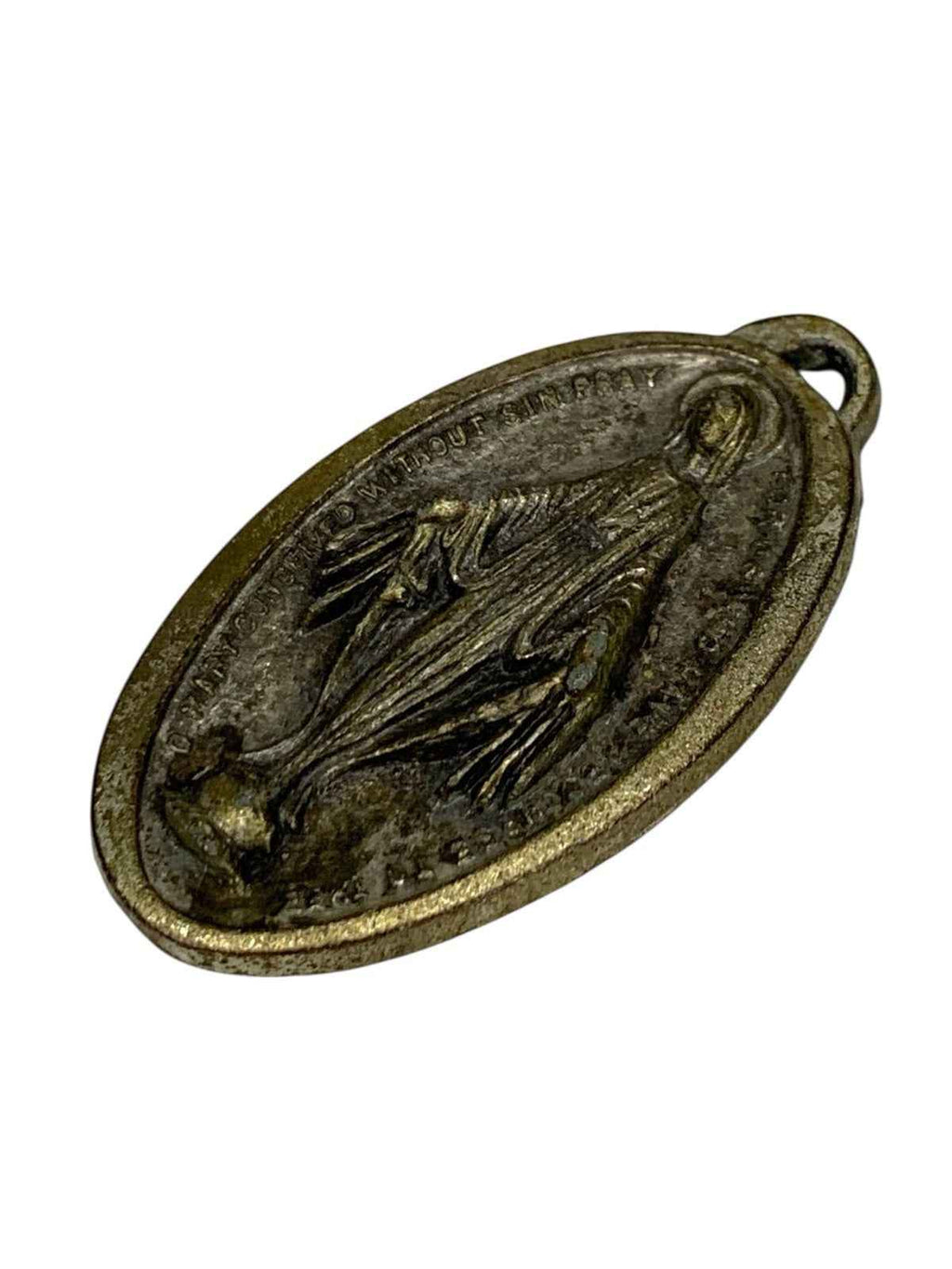 Vintage Miraculous Holy Virgin Mary Medal Pendant Lady of Graces Good Condition