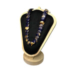 Vintage Boho Statement Necklace Blue Dyed Stone Disc Beads Lapis Colour