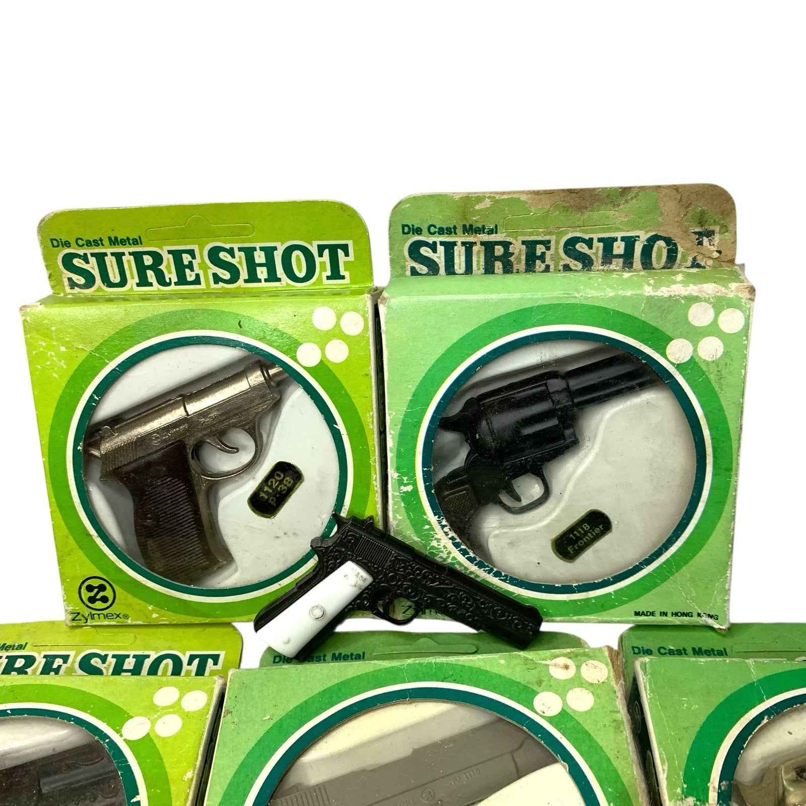 Vintage Bundle 6x Sure Shot Die Cast Mini Cap Gun by Zylmex 5 Boxed
