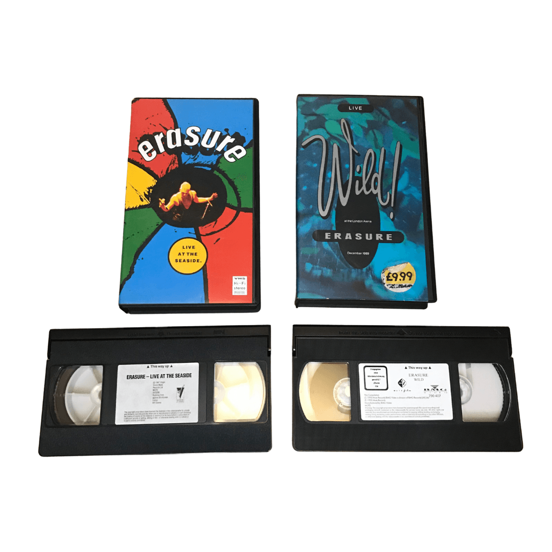 2x Erasure VHS Videos - Live at the Seaside & Wild! Live at the London Arena