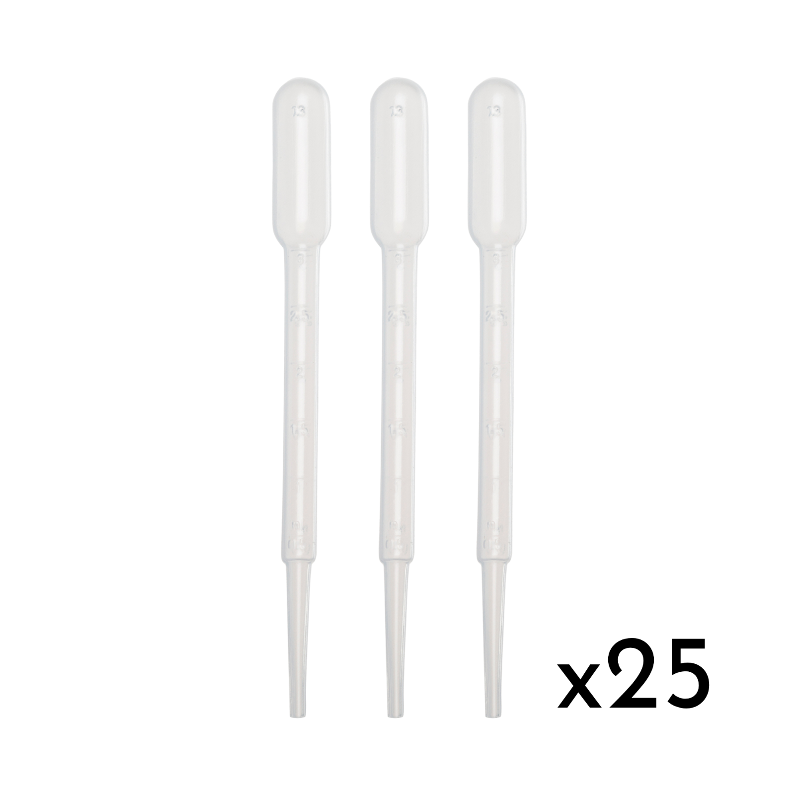3ml Disposable Pasteur Pipettes (Graduated) Precise Liquid Transfer Dropper x 25 Pipettes by TheVoyageBird