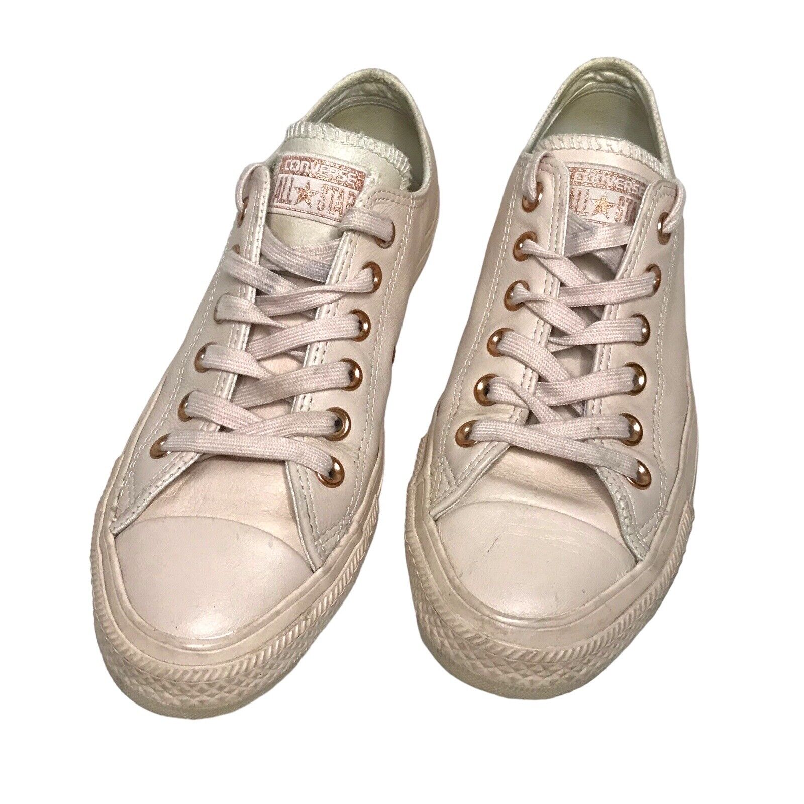 cream leather converse rose gold