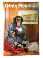 I Hate Mondays - Original Vintage Pace Minerva Monkey Ape Chimpanzee Poster 1981 Novelty Posters by TheVoyageBird