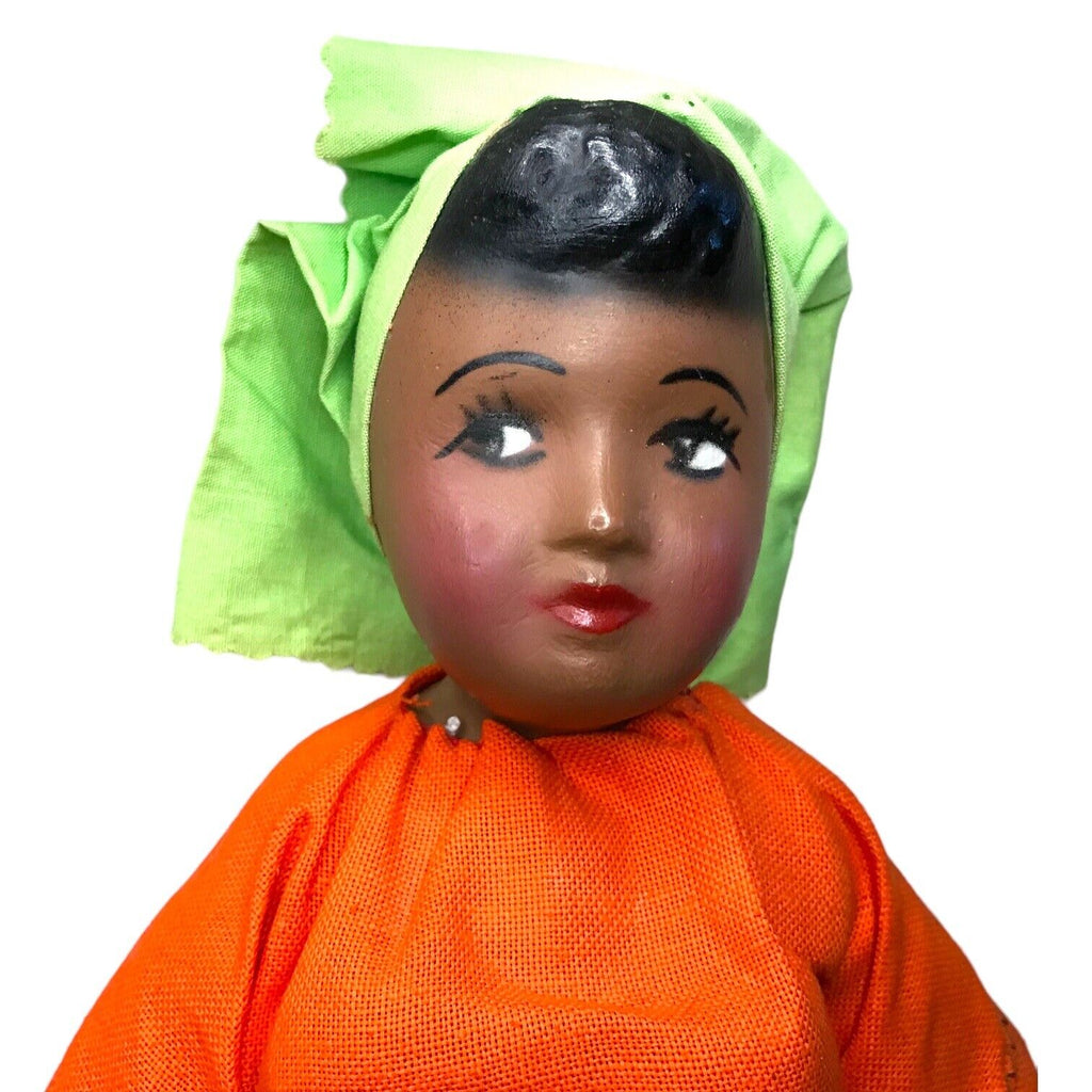 Latin American African Ethnic Black Porcelain Cloth Rag Doll with Dress Clothes Antique Dolls by TheVoyageBird