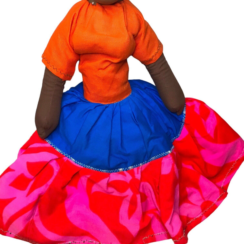 Latin American African Ethnic Black Porcelain Cloth Rag Doll with Dress Clothes Antique Dolls by TheVoyageBird