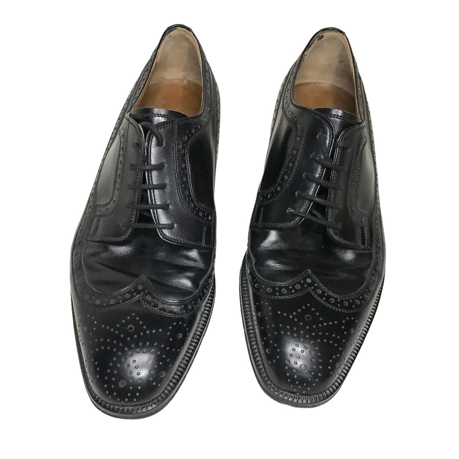 Mens FABI Black Leather Wing Tip Suit Summer Shoes Pointed 41 EU 7 UK Italy Casual Shoes by TheVoyageBird