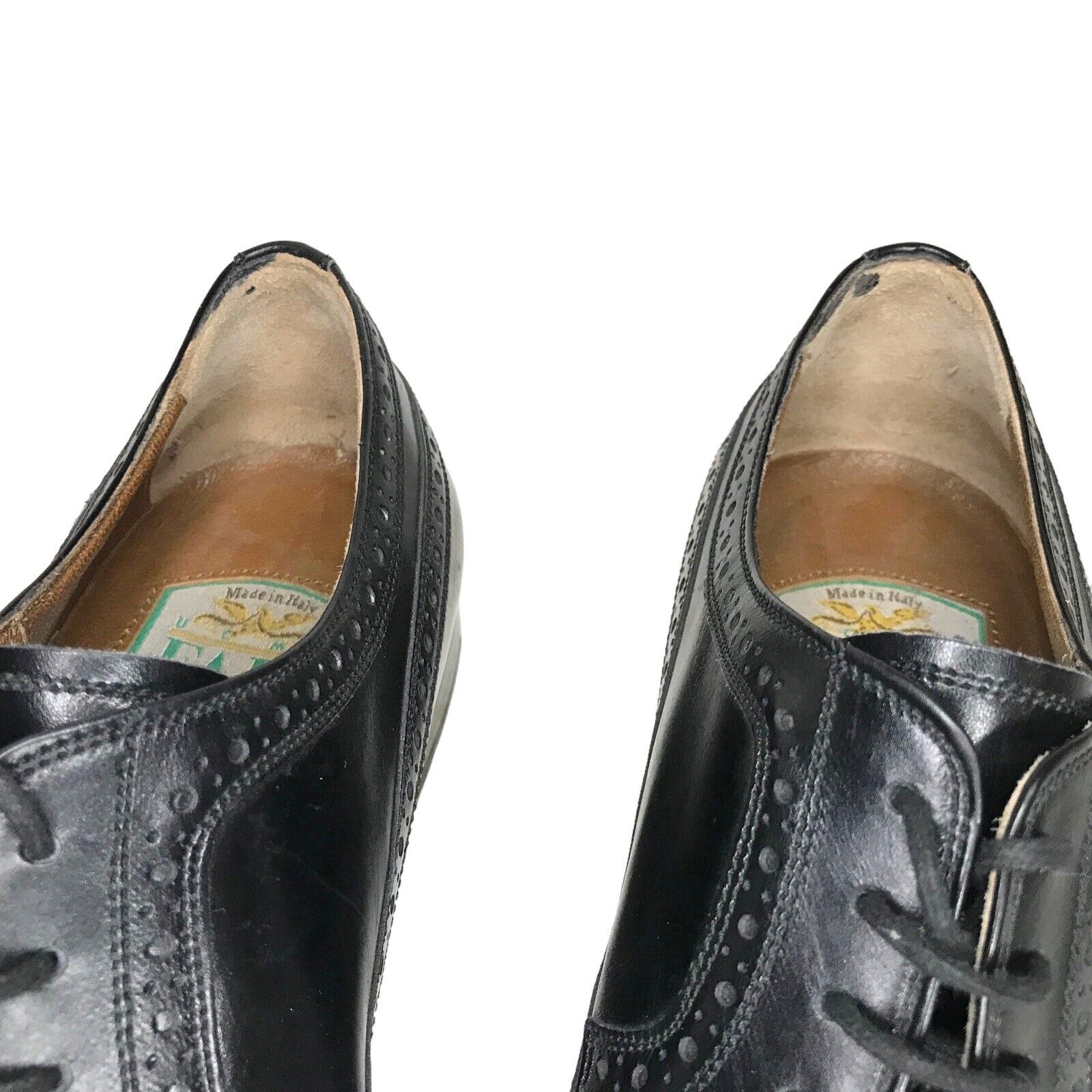 Mens FABI Black Leather Wing Tip Suit Summer Shoes Pointed 41 EU 7 UK Italy Casual Shoes by TheVoyageBird