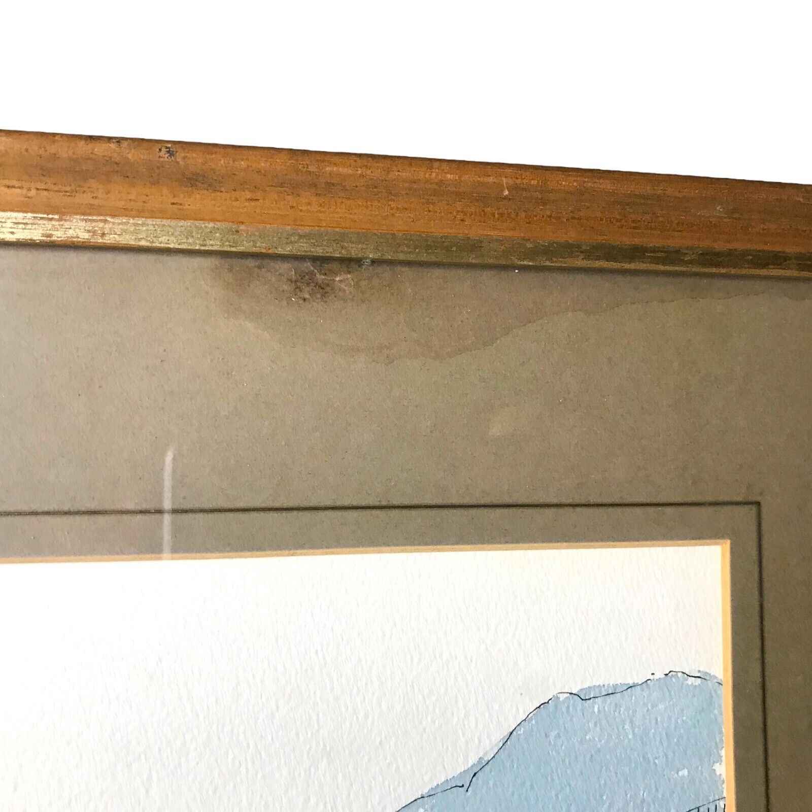 Pen Ink Line and Wash Painting of Esk Falls Eskdale Waterfall Mountains 47x42cm