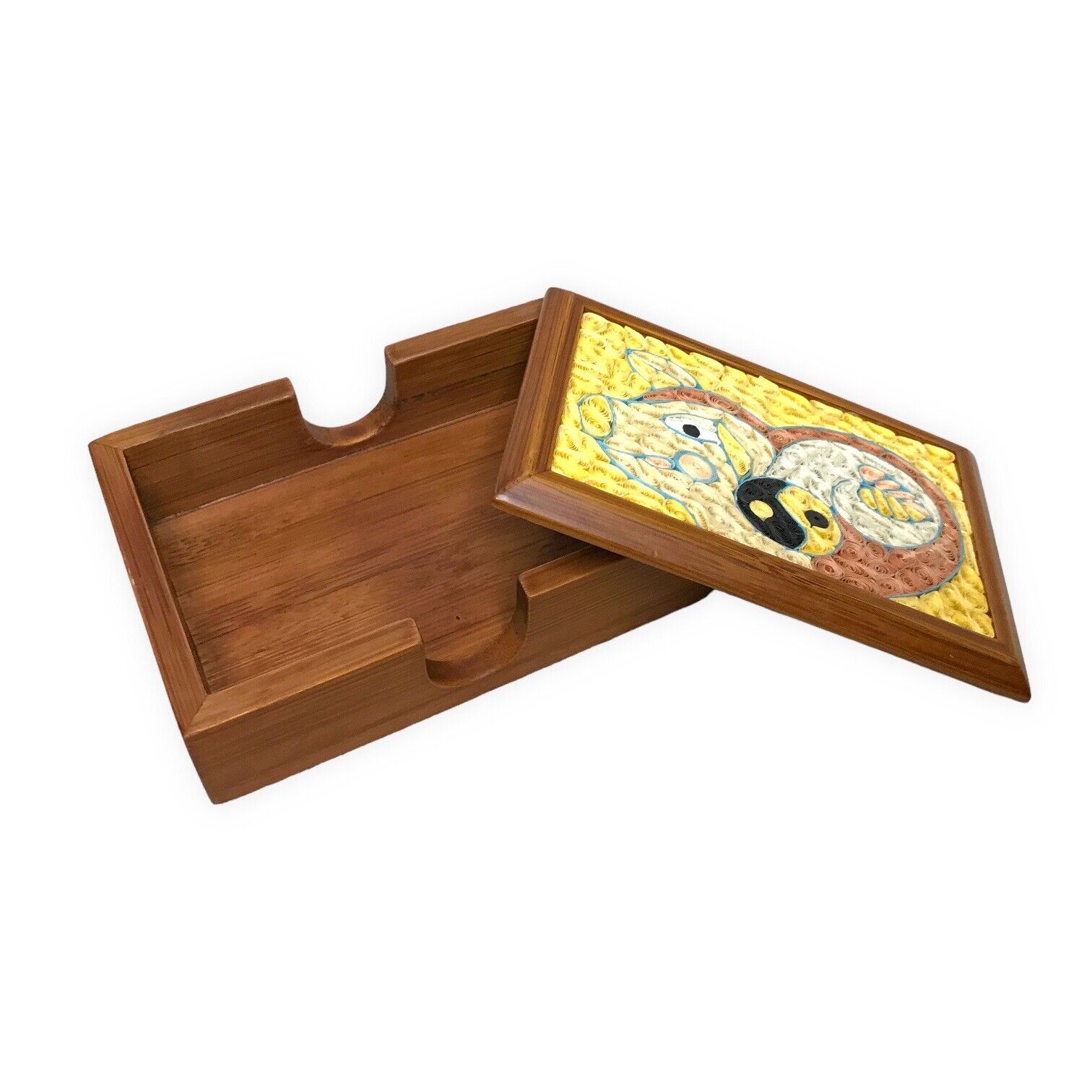 Unique Handmade Quilling Paper Art Pig on Wooden Box w/ Petrovietnam Insurance Handmade Crafts by TheVoyageBird