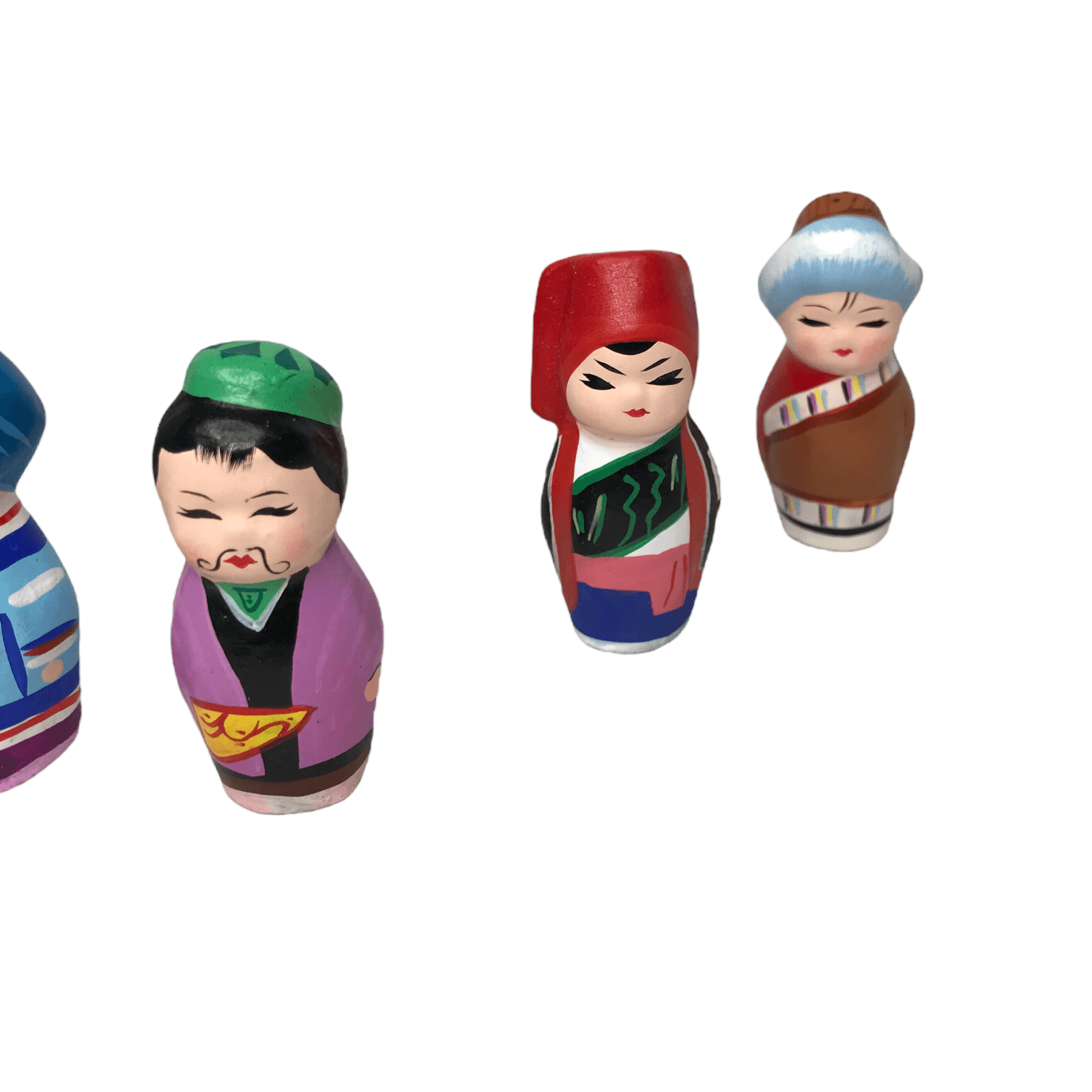 Vintage Chinese Miniature Clay Figurines, Minjianniren Figurines Set of 6, Boxed