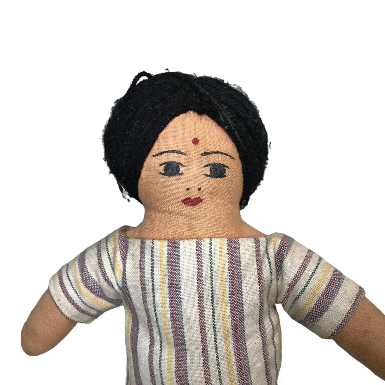 Vintage Cloth Indian Ethnic Costume Rag Doll with Black Yarn Hair Vintage Dolls by TheVoyageBird