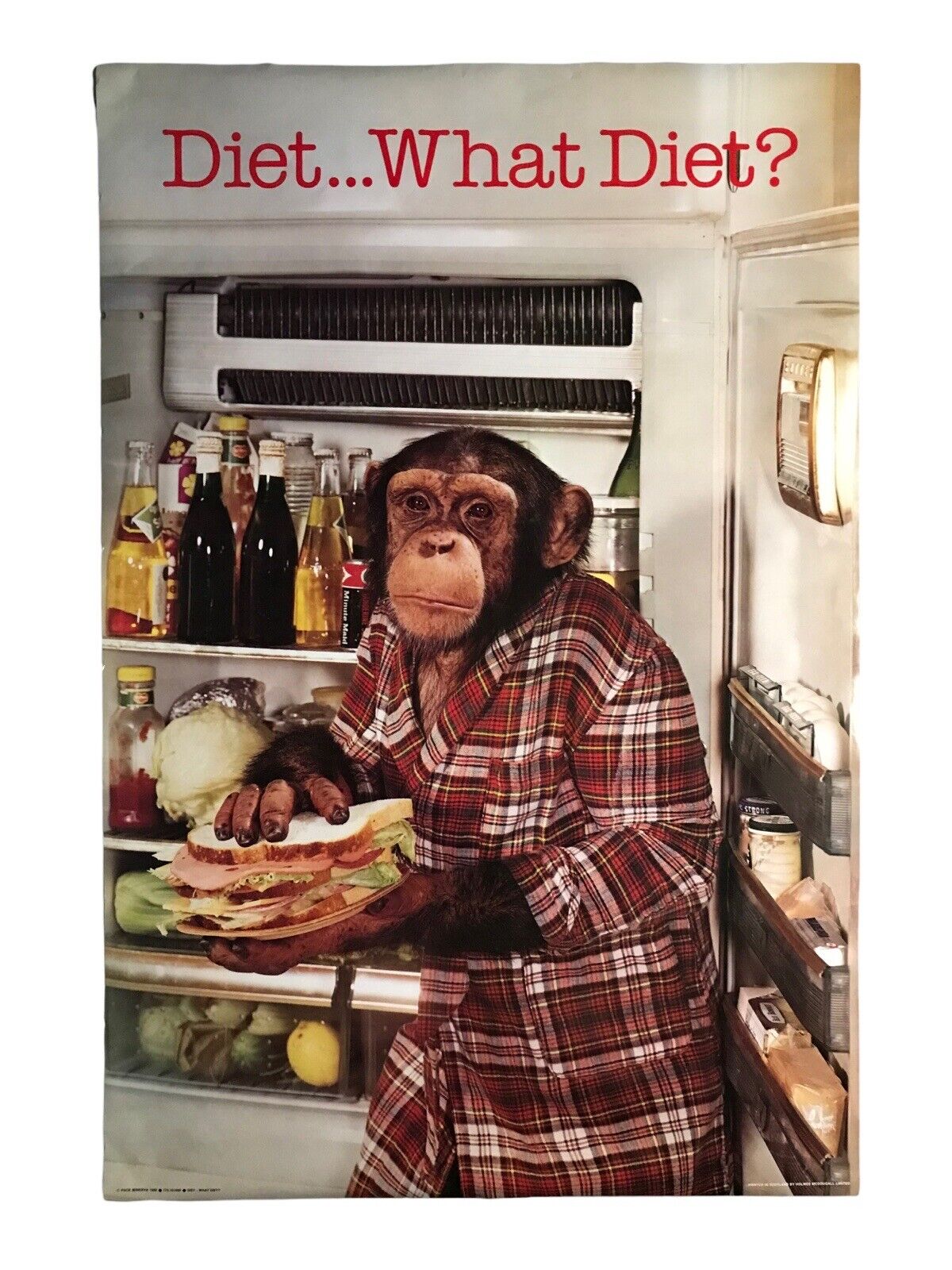 Vintage Diet … What Diet ? Chimpanzee Poster Original Pace Minerva 1980 No. 173 Posters & Prints by TheVoyageBird