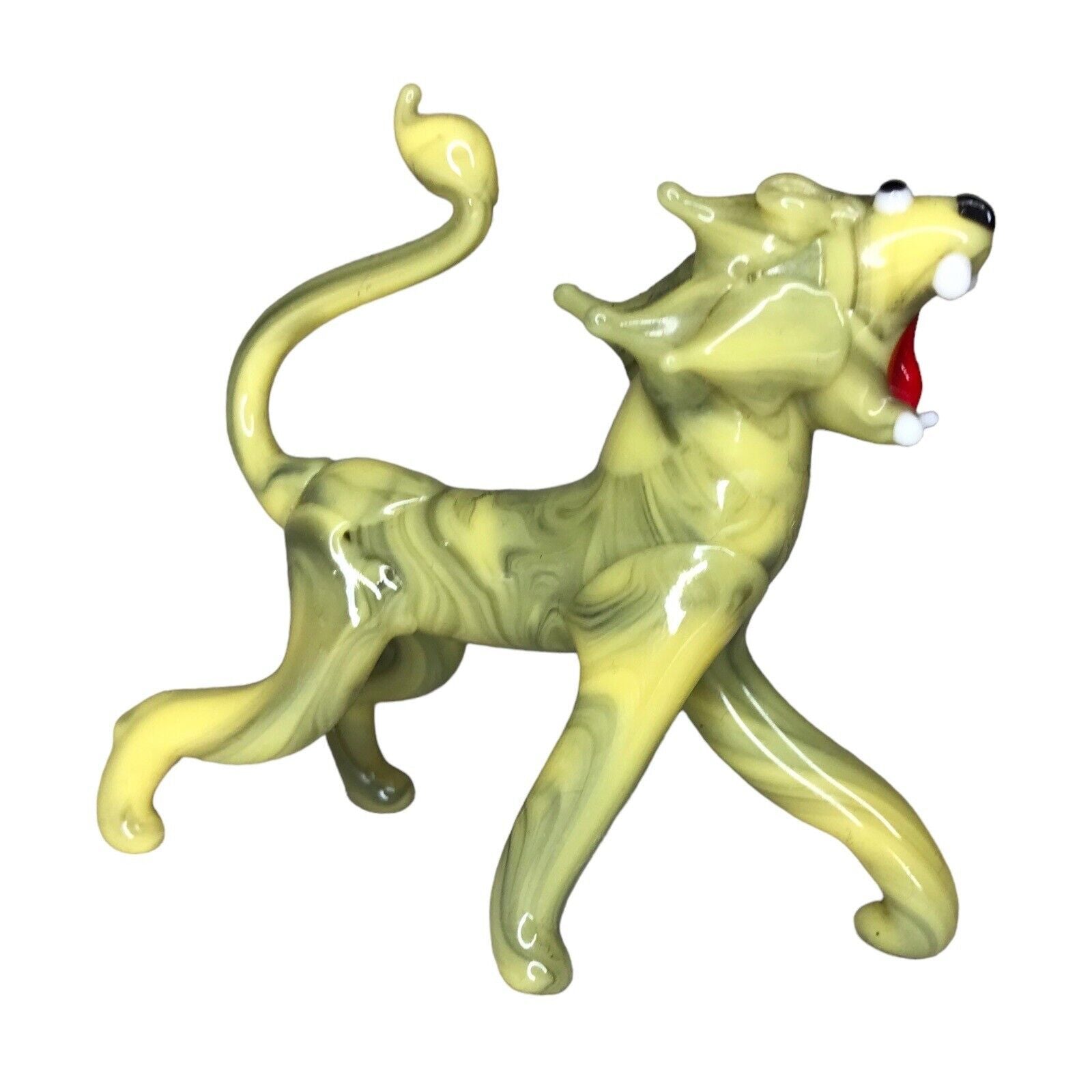 Vintage Glass Tiger Lion Multicoloured Marbled Japan Miniature Glass Figurines by TheVoyageBird