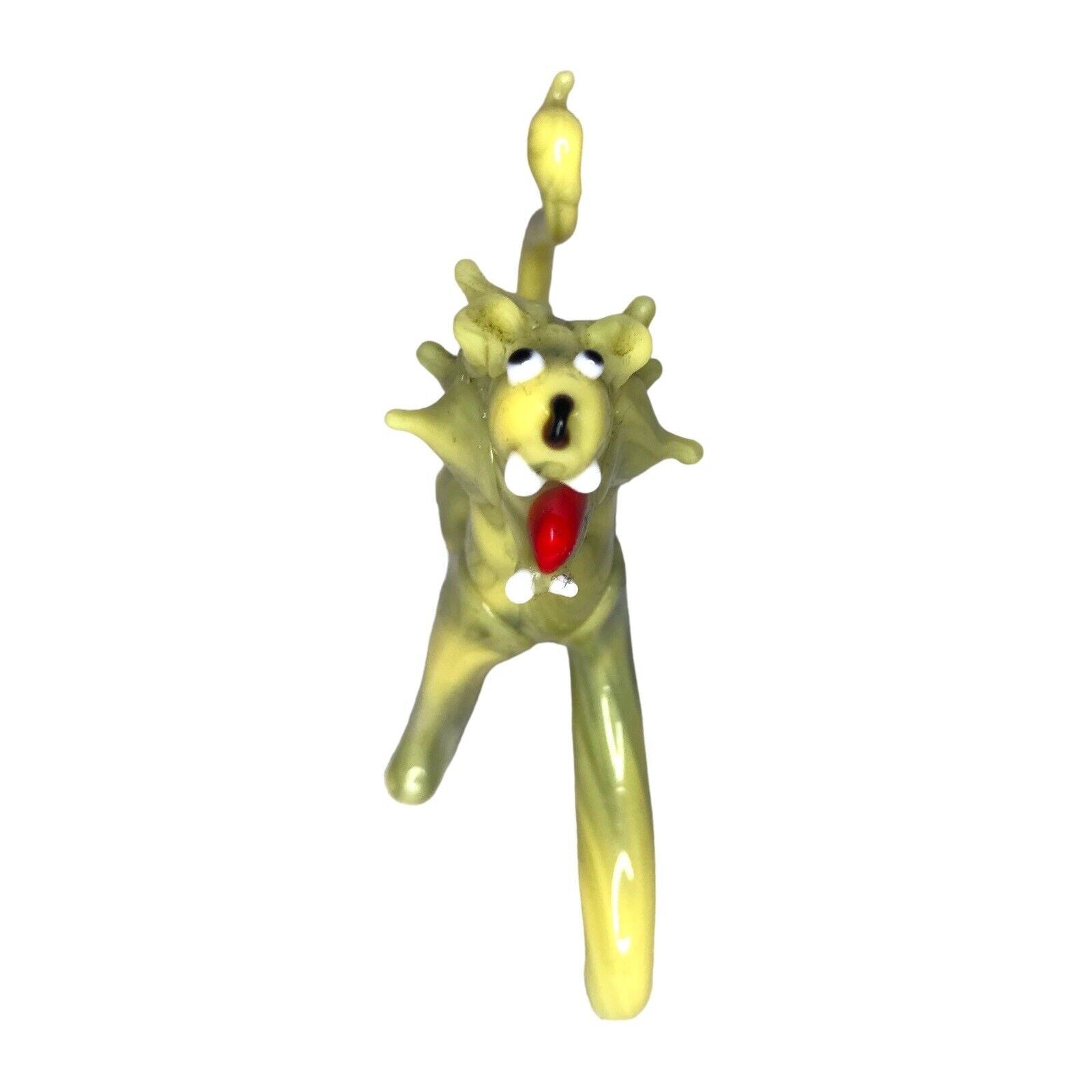 Vintage Glass Tiger Lion Multicoloured Marbled Japan Miniature Glass Figurines by TheVoyageBird