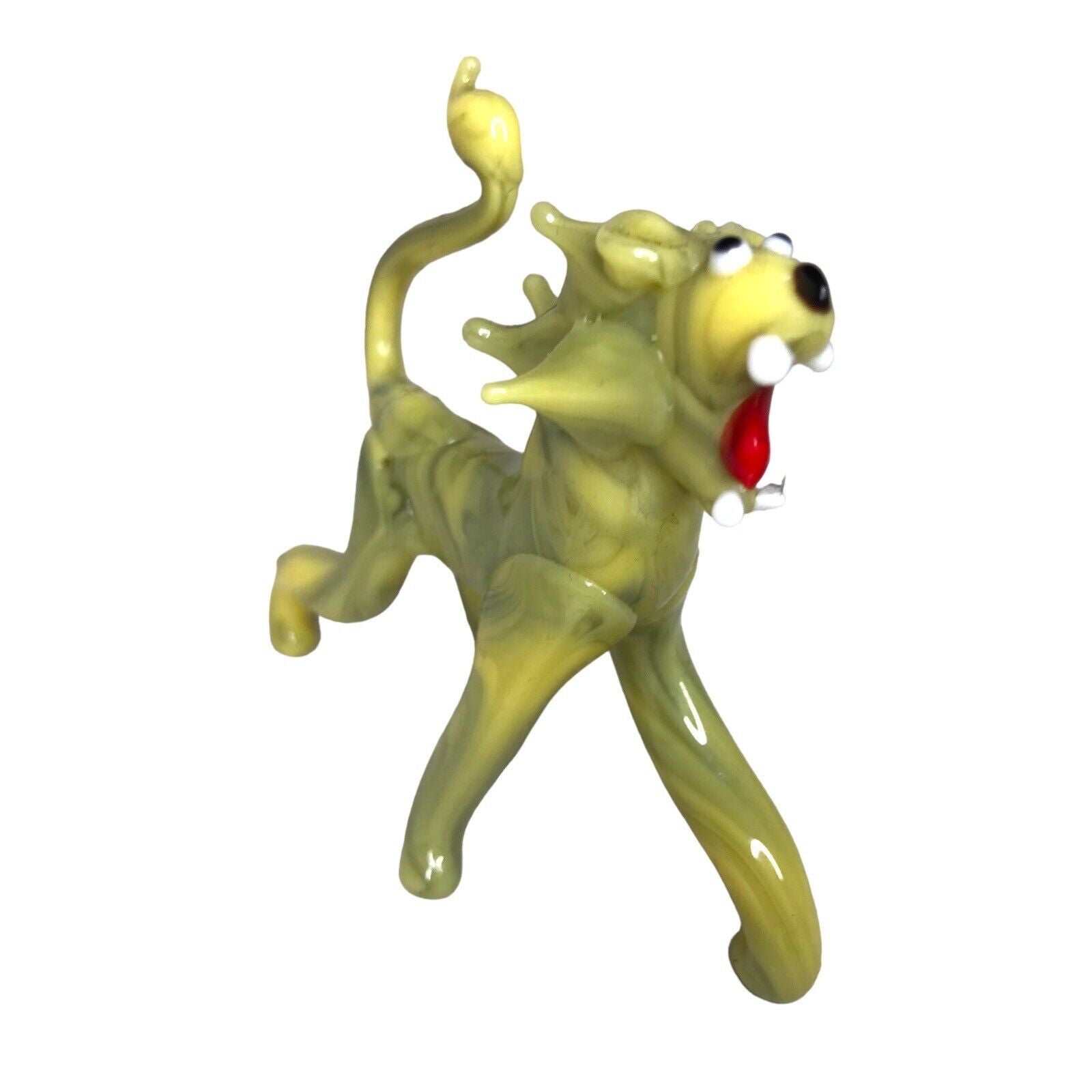 Vintage Glass Tiger Lion Multicoloured Marbled Japan Miniature Glass Figurines by TheVoyageBird