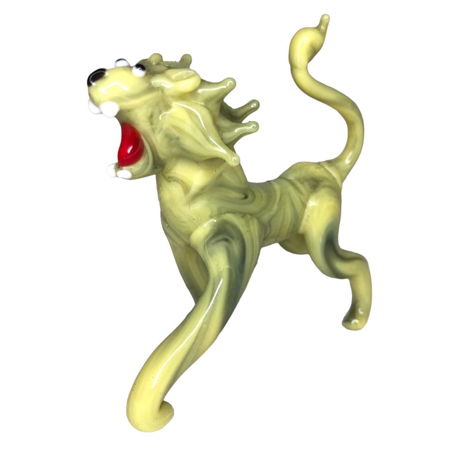 Vintage Glass Tiger Lion Multicoloured Marbled Japan Miniature Glass Figurines by TheVoyageBird