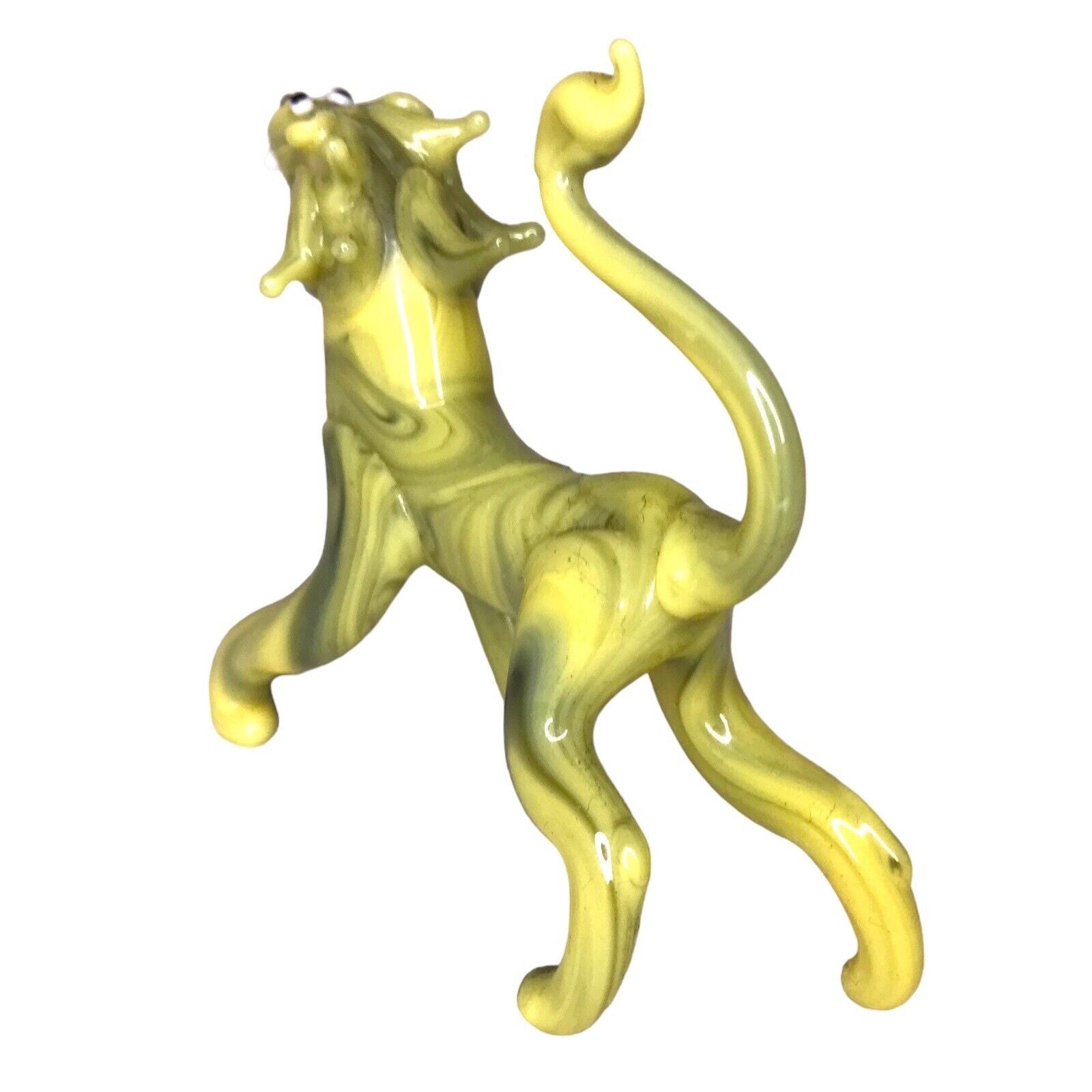 Vintage Glass Tiger Lion Multicoloured Marbled Japan Miniature Glass Figurines by TheVoyageBird