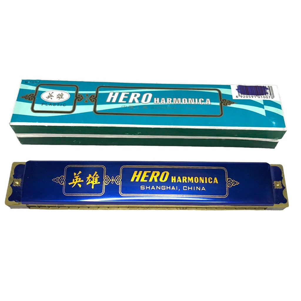 Vintage HERO Harmonica - 48 Note 180mm - Shanghai BLUE - New Old Stock 70s/80s Harmonicas by TheVoyageBird