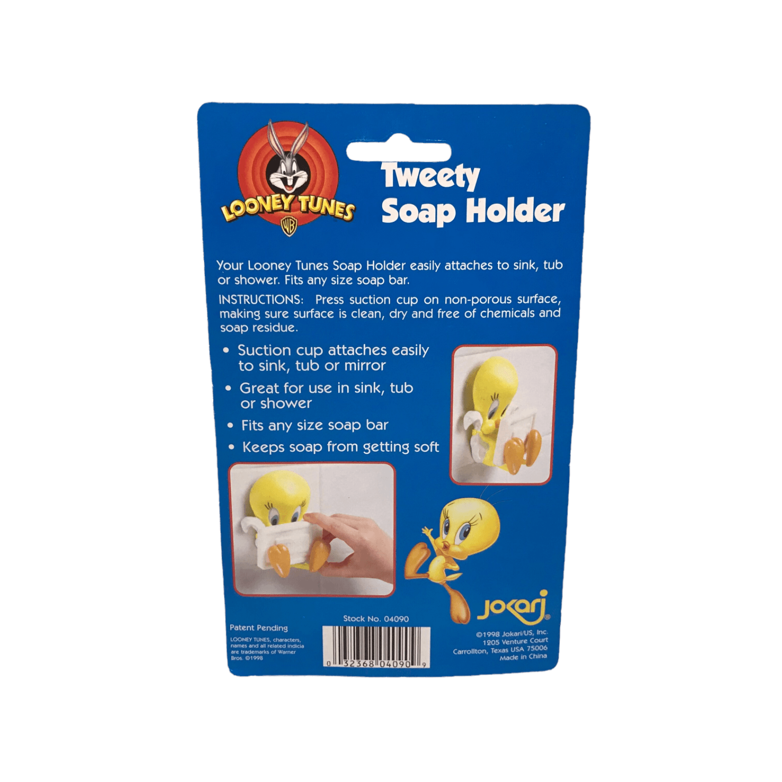 Vintage Looney Tunes Tweety Soap Holder - Pat Pending RARE Mint On Card 1998