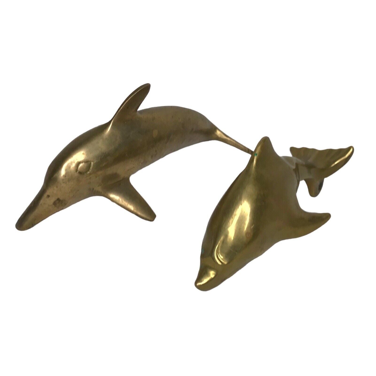 Vintage Solid Brass Dolphin Sculptures Pair of - Nautical Collectible Ornaments Figures/ Models by TheVoyageBird