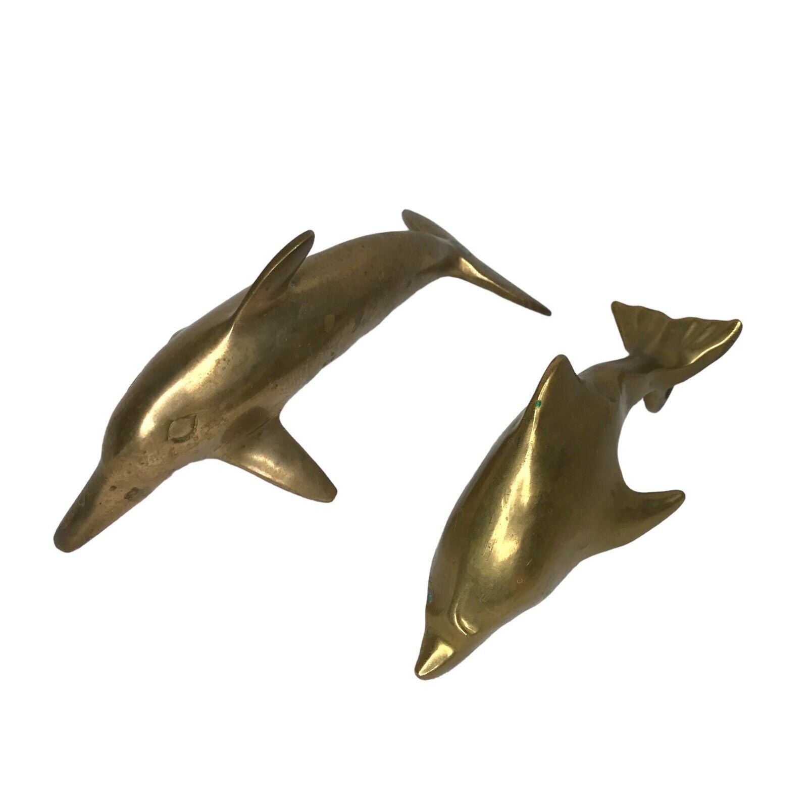 Vintage Solid Brass Dolphin Sculptures Pair of - Nautical Collectible Ornaments Figures/ Models by TheVoyageBird