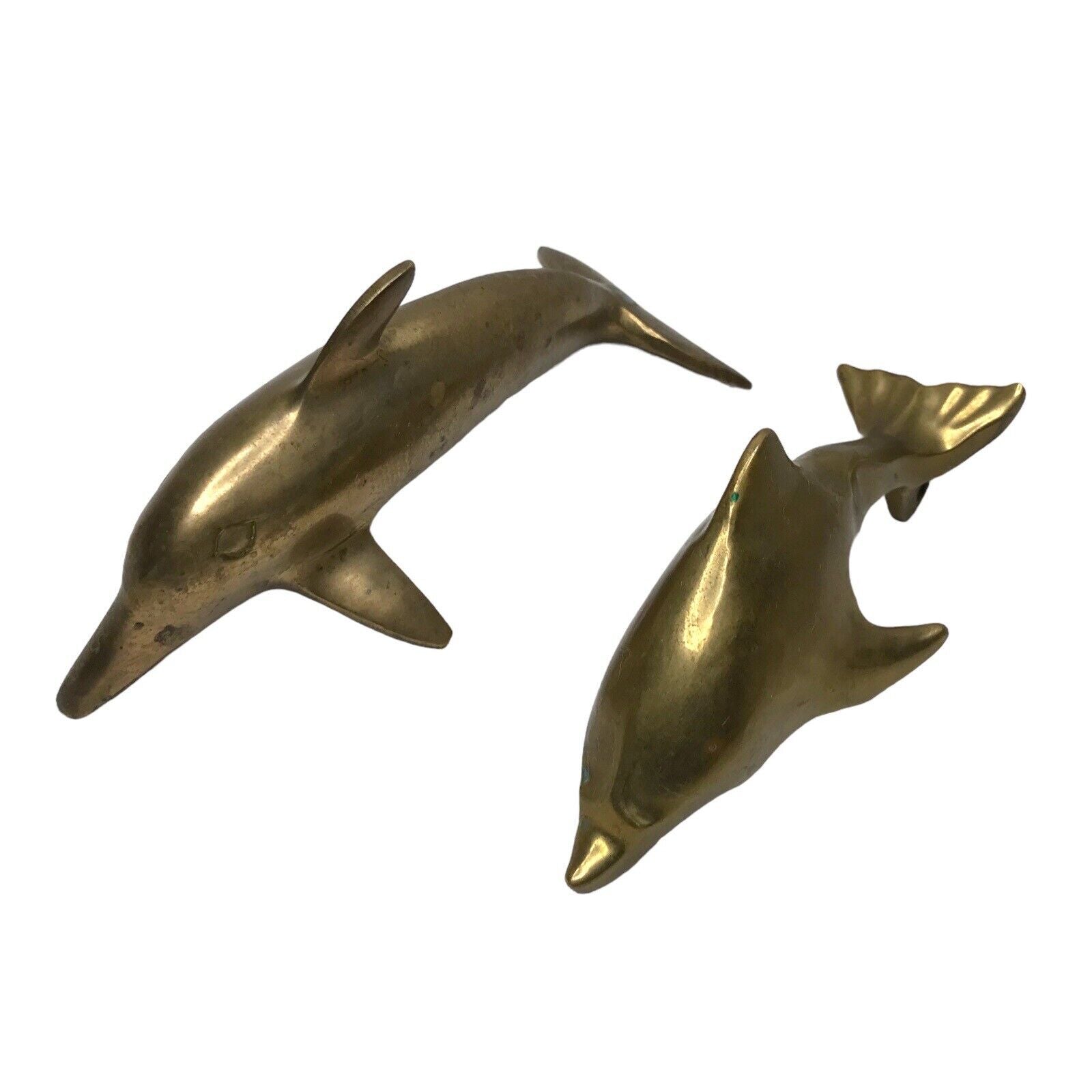 Vintage Solid Brass Dolphin Sculptures Pair of - Nautical Collectible Ornaments Figures/ Models by TheVoyageBird