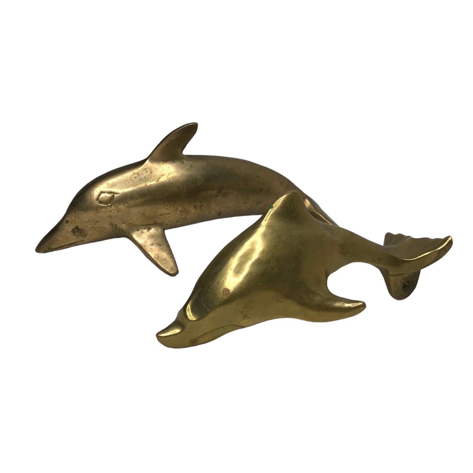 Vintage Solid Brass Dolphin Sculptures Pair of - Nautical Collectible Ornaments Figures/ Models by TheVoyageBird
