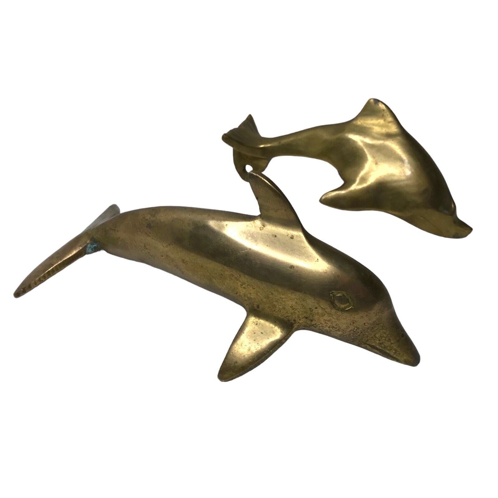 Vintage Solid Brass Dolphin Sculptures Pair of - Nautical Collectible Ornaments Figures/ Models by TheVoyageBird