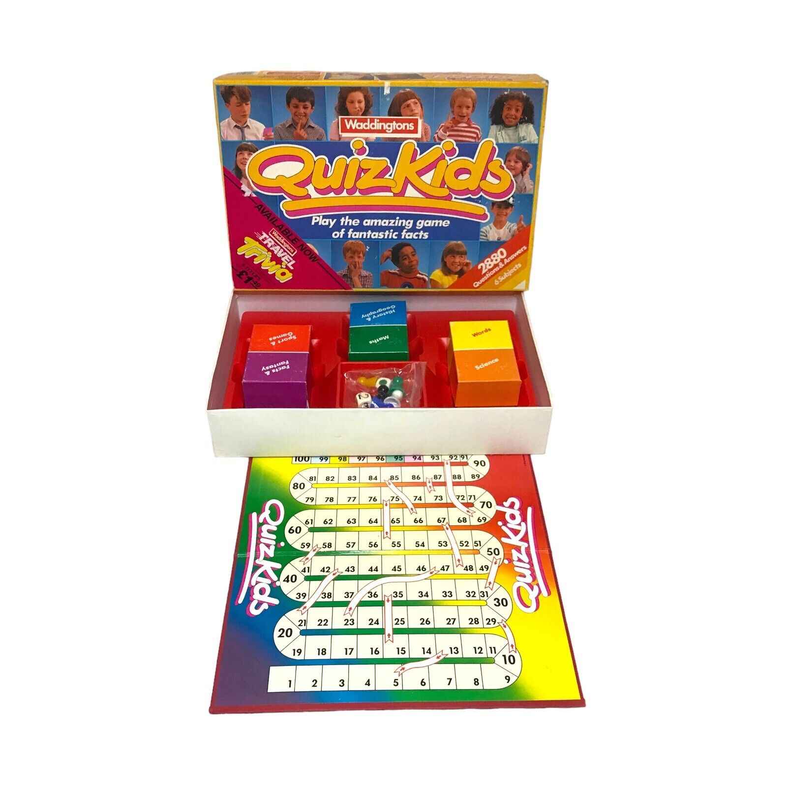 Waddingtons Quiz Kids Factual 2880 Question Board Game Vintage 1984 Complete